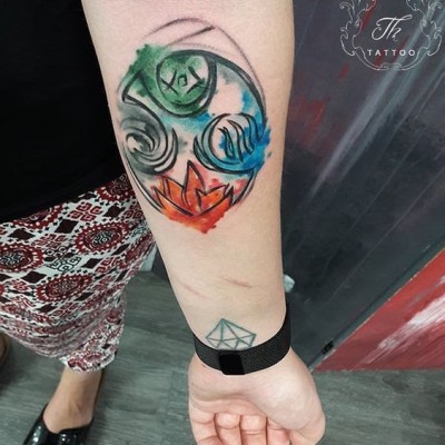 Tatuaj watercolor, 4 elements from:The Last Airbender