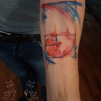 Tatuaj watercolor, Fibonacci(matematician italian)
