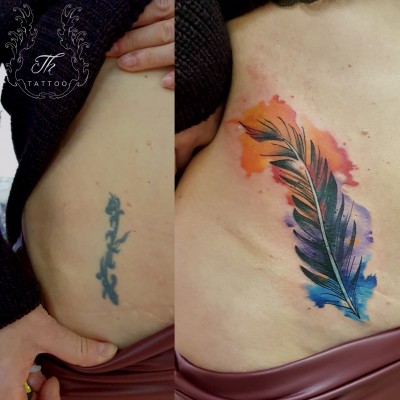 Watercolor feather